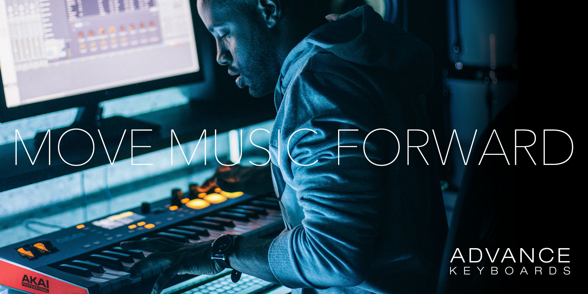 Akai Advance Keyboards campaign reading Move Music Forward