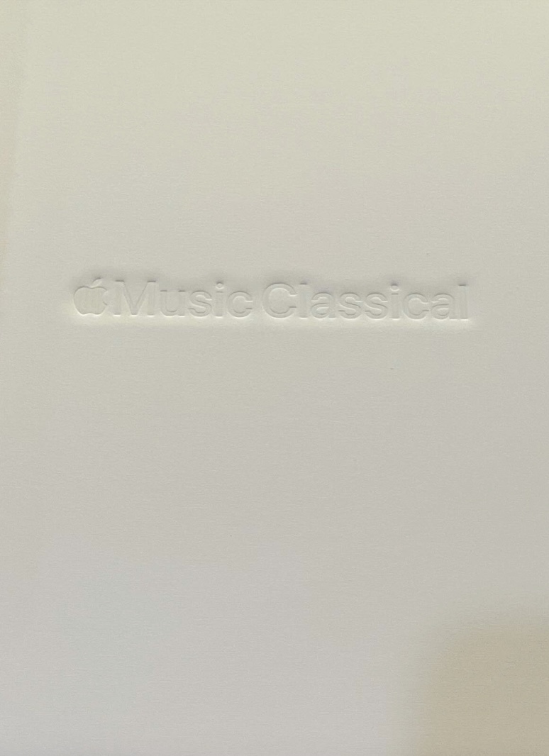 The Apple Music Classical letter cover with embossed wordmark
